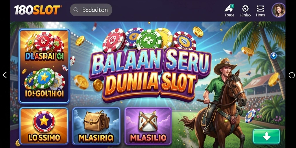 Tangkapan layar gameplay 180SLOT menampilkan balapan seru dan kombinasi slot yang menarik.