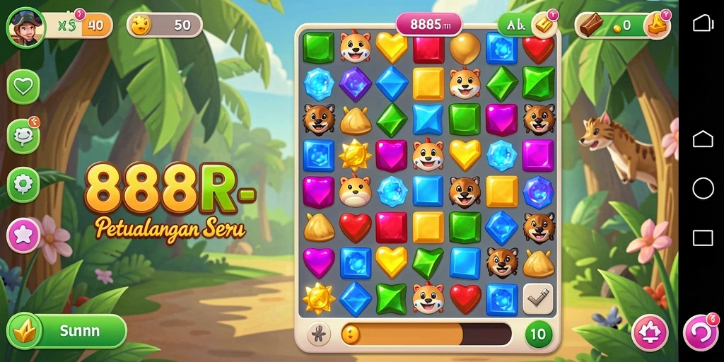 Gameplay menarik 888R yang penuh warna dan tantangan Match-3.
