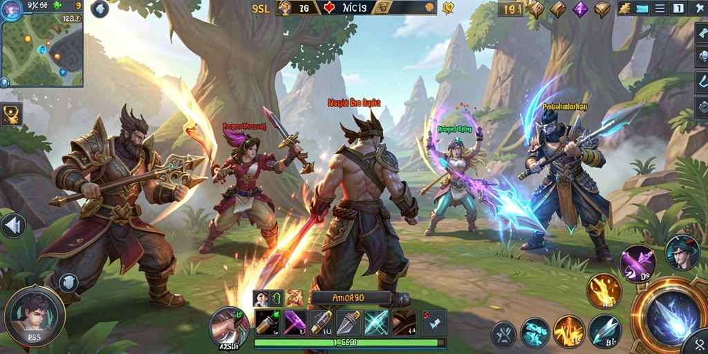 Screenshot gameplay <strong>9SL</strong> dengan pemandangan dunia fantasi yang menakjubkan.