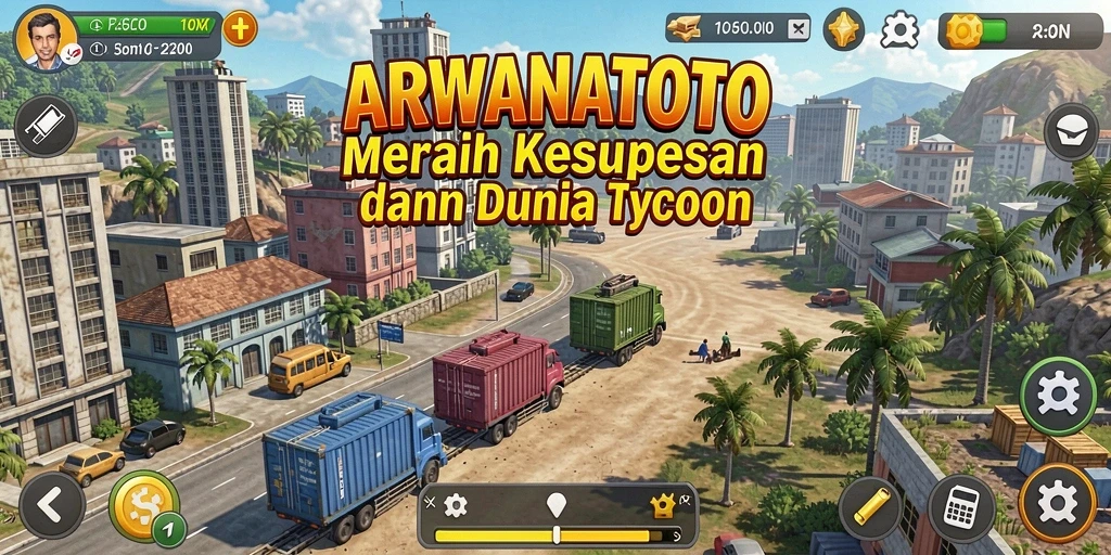 Screenshot utama ARWANATOTO menampilkan strategi dan pengelolaan bisnis.