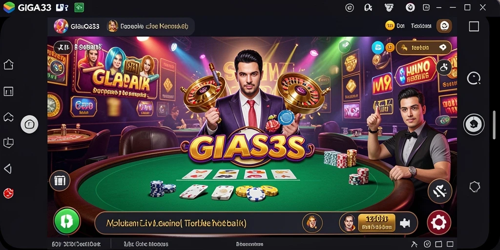 Screenshot GIGA33 menampilkan dealer langsung dan permainan kasino yang menarik.