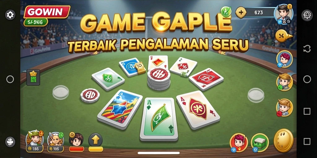 Screenshot utama GOWIN yang menunjukkan gameplay Gaple yang seru.