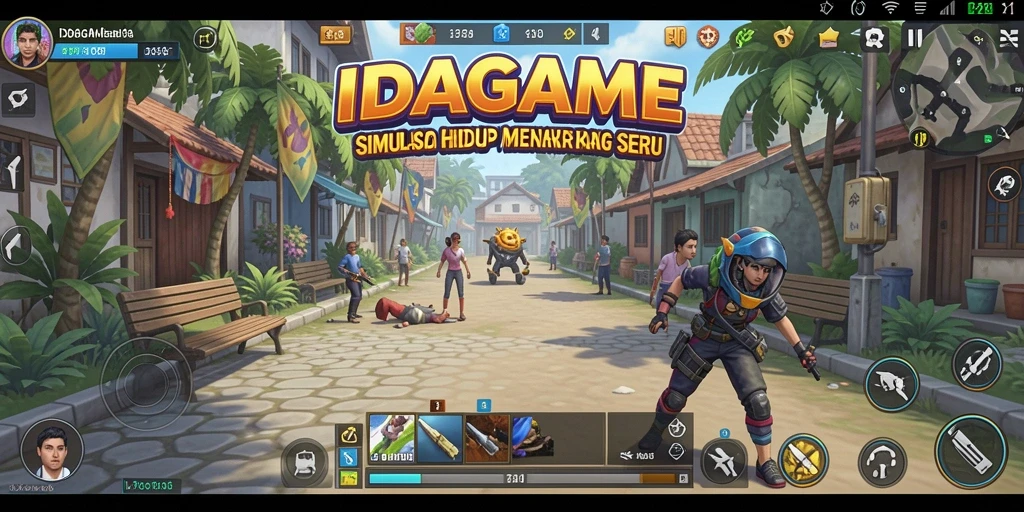 Screenshot gameplay IDAGAME menampilkan suasana simulasi yang vibrant dan dinamis.