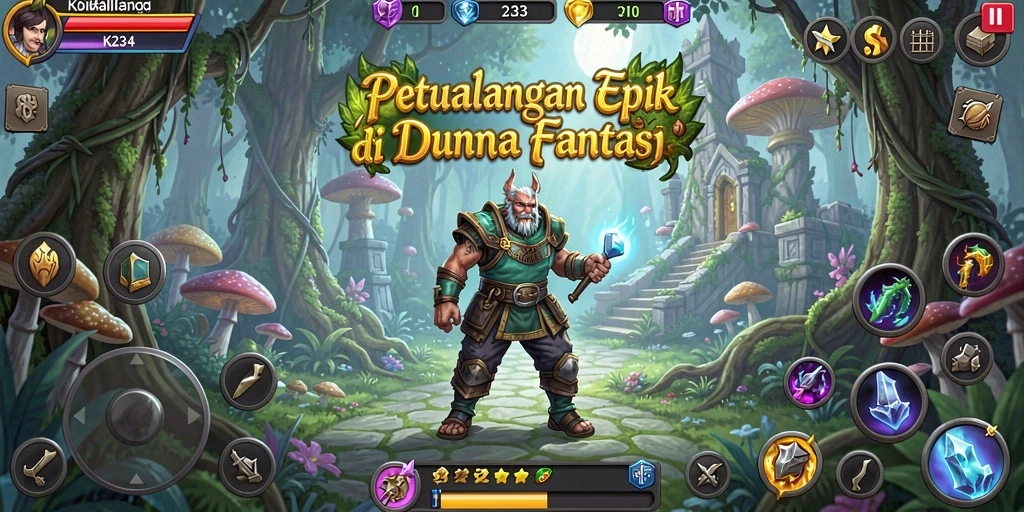 Screenshot utama K234 menampilkan pertarungan seru dalam dunia RPG.