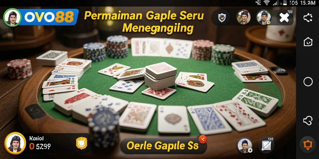 Screenshot utama OVO88 menampilkan gameplay seru Gaple.