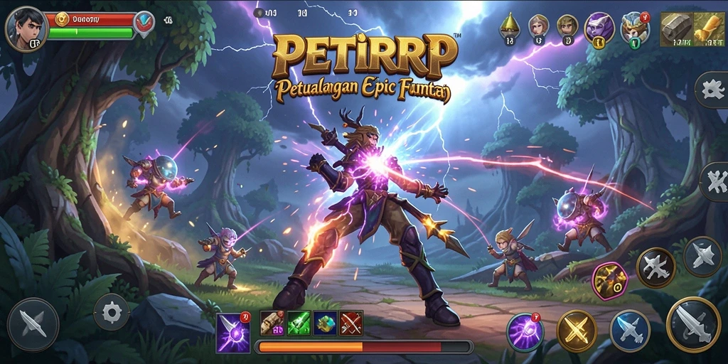 Screenshot PETIRRP menampilkan aksi pertarungan yang mendebarkan dalam RPG.