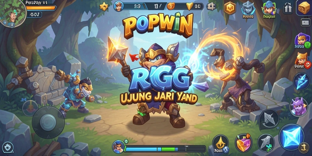Screenshot gameplay <strong>POPWIN</strong> menampilkan pertarungan epik dalam dunia RPG.