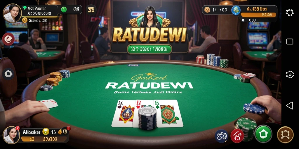 Tampilan gameplay Poker di RATUDEWI yang penuh aksi.