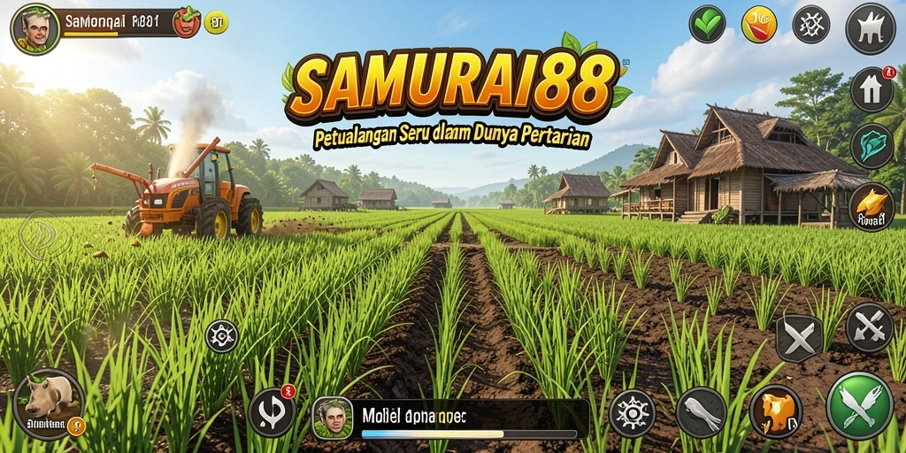 Screenshot gameplay SAMURAI88 dengan tampilan kebun yang indah.