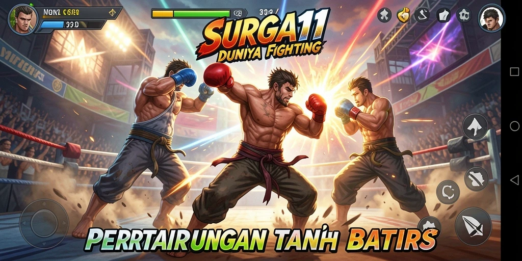 Screenshot gameplay SURGA11 menampilkan pertarungan yang mendebarkan.
