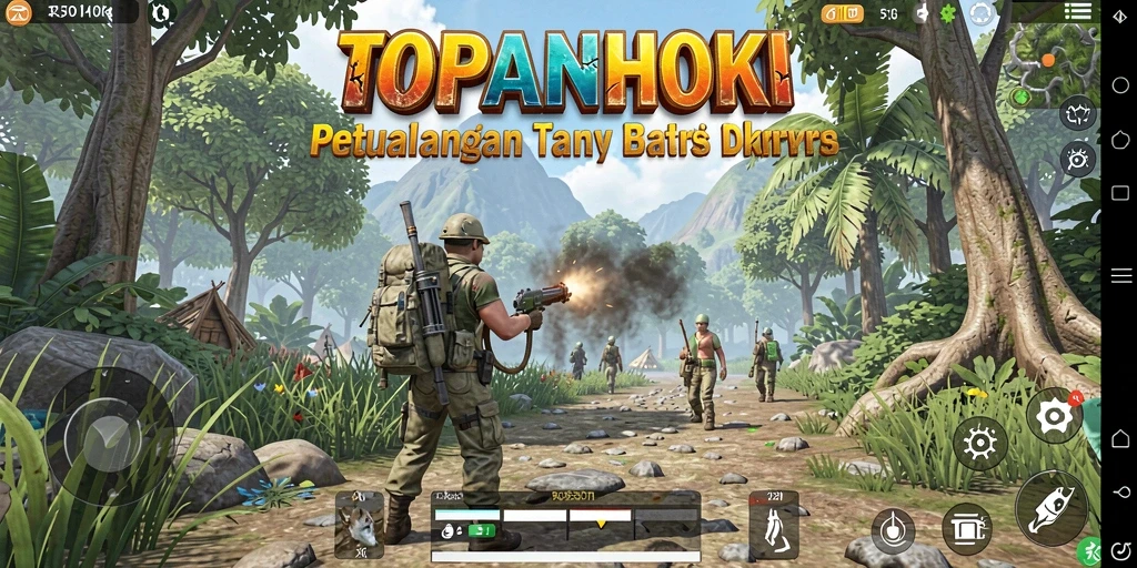 Screenshot gameplay TOPANHOKI yang menampilkan petualangan di dunia terbuka.