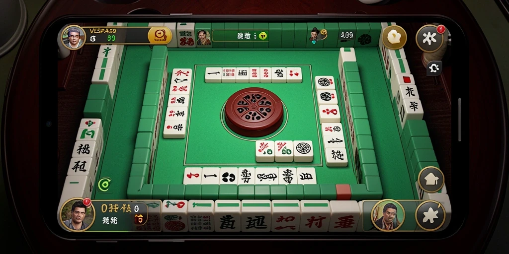 Tampilan gameplay VESPA69 yang menarik dan seru dalam permainan Mahjong.