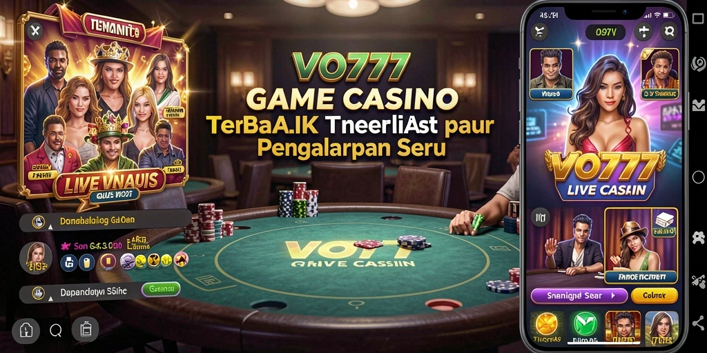 Screenshot permainan Live Casino VO777 dengan dealer langsung dan pemain aktif.