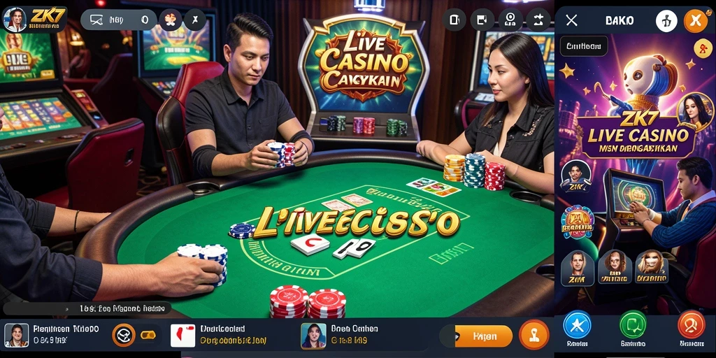 Tampilan gameplay Live Casino yang mengasyikkan dan interaktif di ZK7.